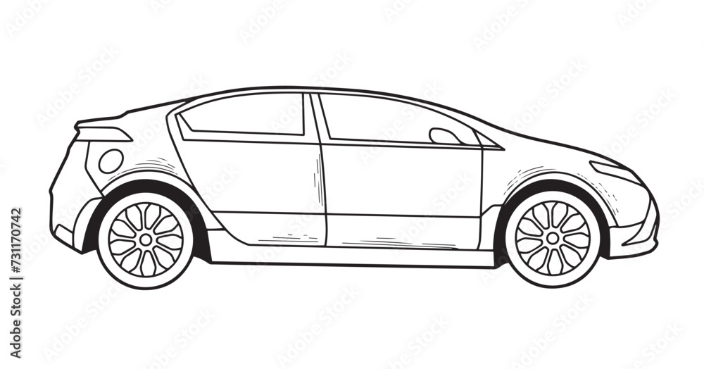 Fototapeta premium Liftback car outline side view