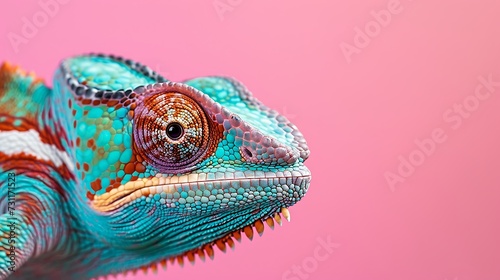 Chameleon on pink background