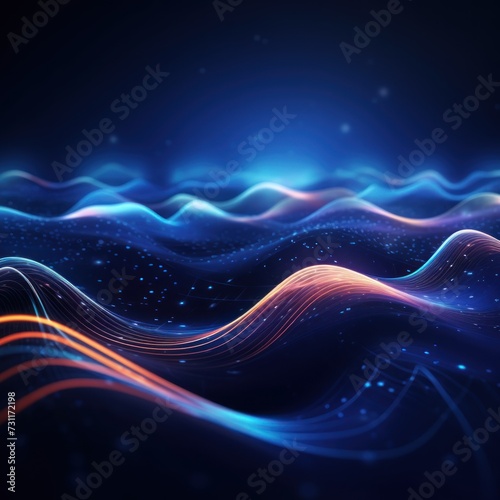 Navy Blue Futuristic Data Stream Abstract Background 