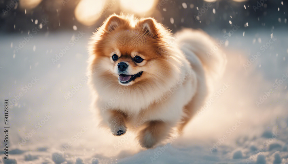 cute male pomeranian, isolated white background

