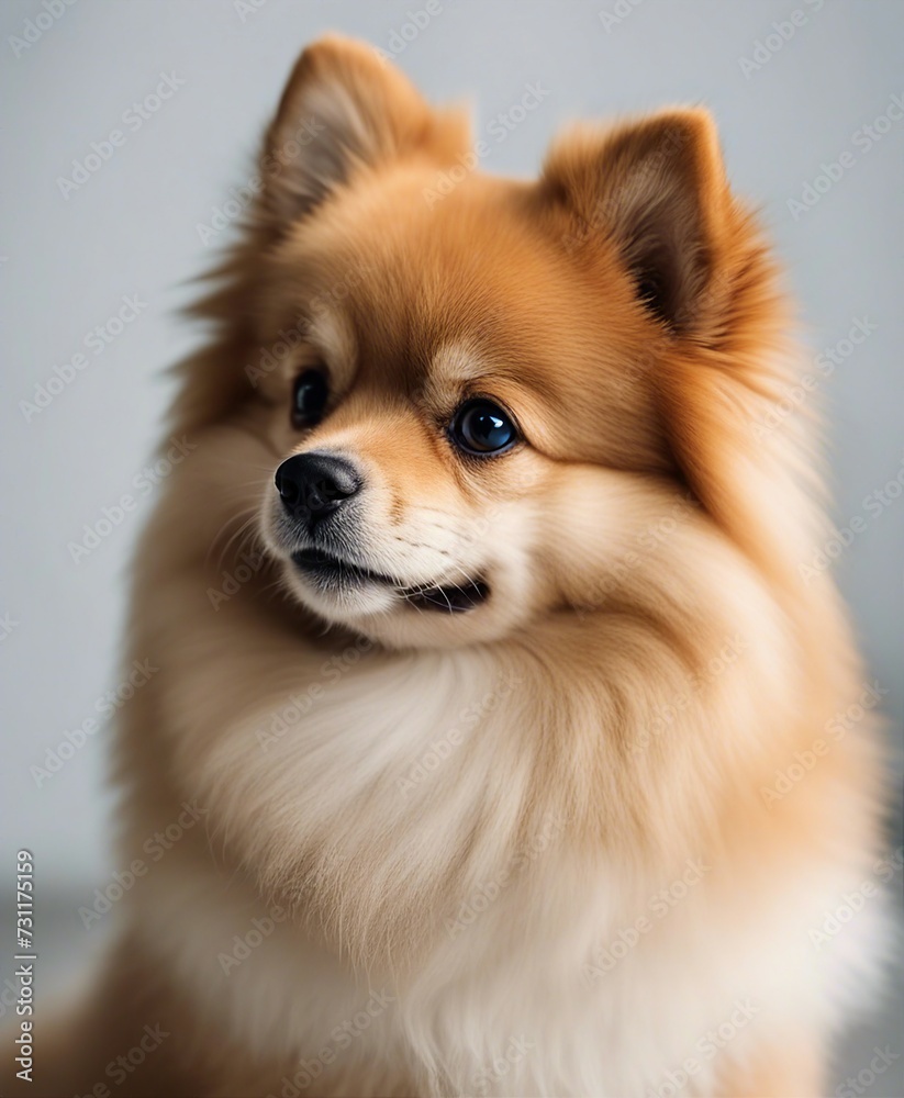 cute male pomeranian, isolated white background

