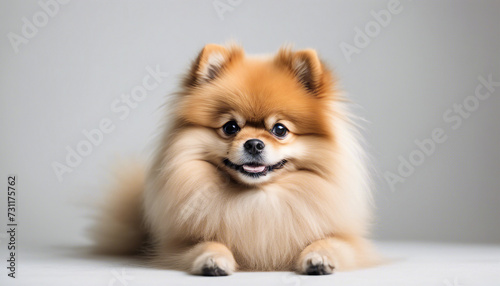 cute male pomeranian, isolated white background 