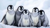 Photo of a group of adorable penguins posing together
