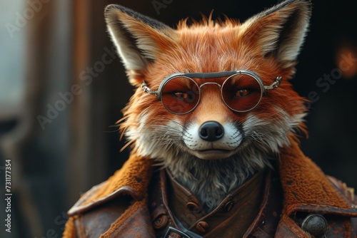 A sophisticated swift fox donning glasses and a coat exudes confidence and charm in the great outdoors photo