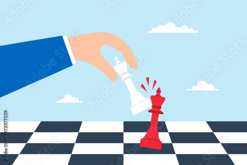 Businessman hand holding chess king for strategic planning