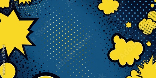 Navy Blue vintage pop art style speech bubble vector pattern background 