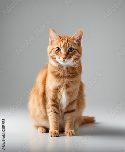 cute orange tabby cat, isolated white background, full body 