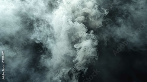 Gray Smoke on Black Color Abstract Watercolor