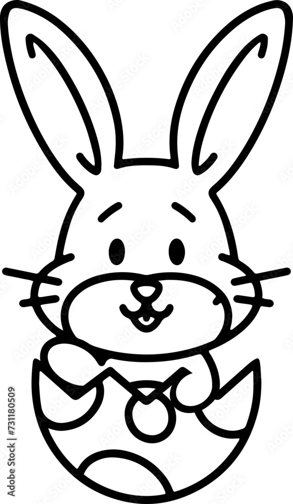 easter rabbit in egg line drawing easter rabbit in egg line drawing