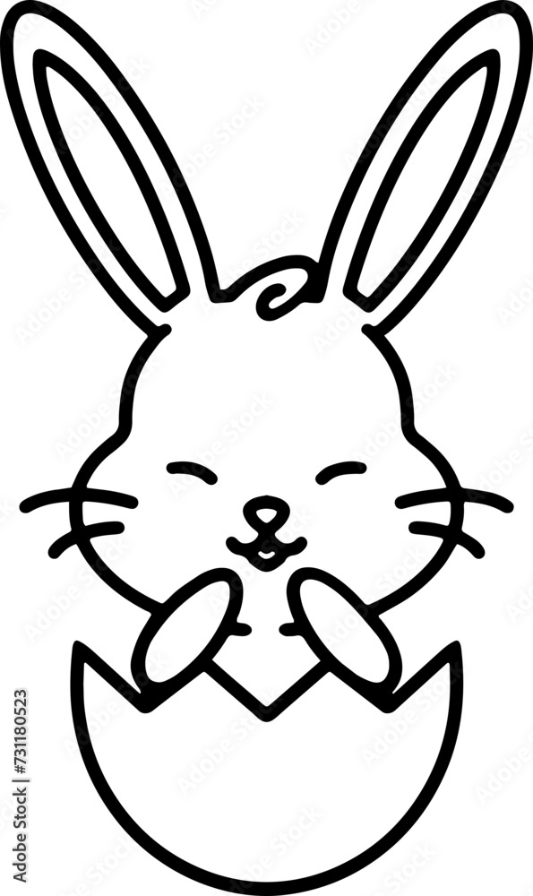 easter rabbit in egg line drawing easter rabbit in egg line drawing