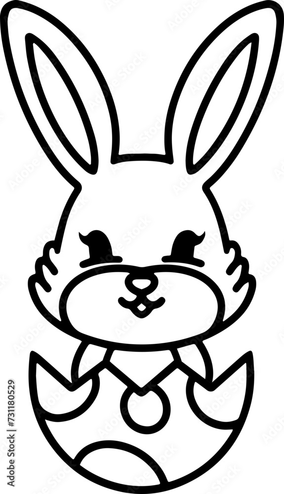 easter rabbit in egg line drawing easter rabbit in egg line drawing