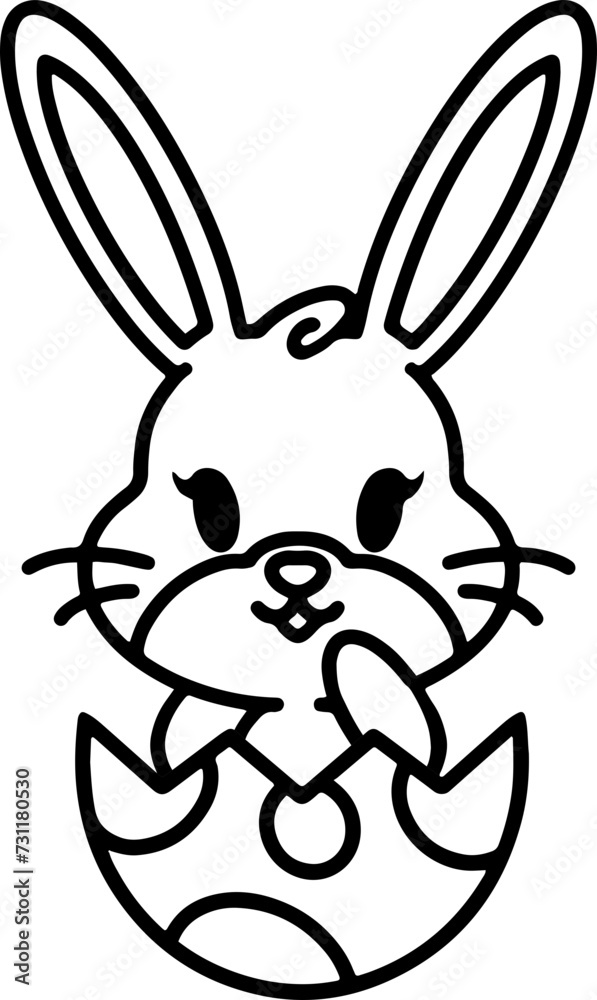 easter rabbit in egg line drawing easter rabbit in egg line drawing