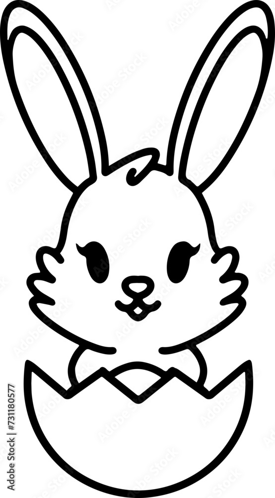 easter rabbit in egg line drawing easter rabbit in egg line drawing