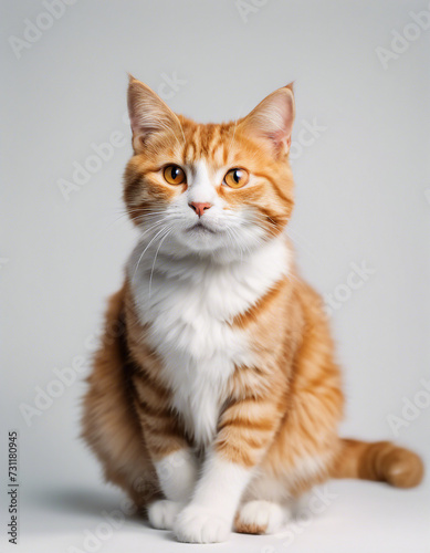 cute orange tabby cat, isolated white background, full body  © abu