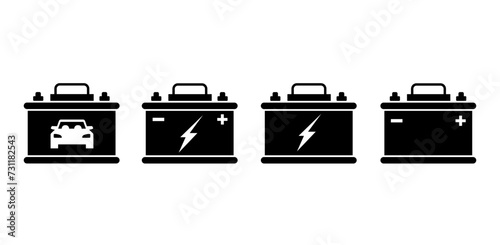 Car battery icon set, vector logo design