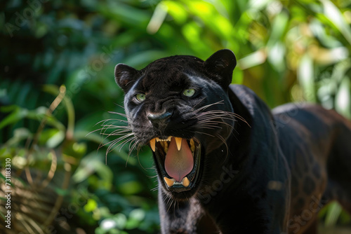 A black panther's amusing antics, sparking laughter © Veniamin Kraskov