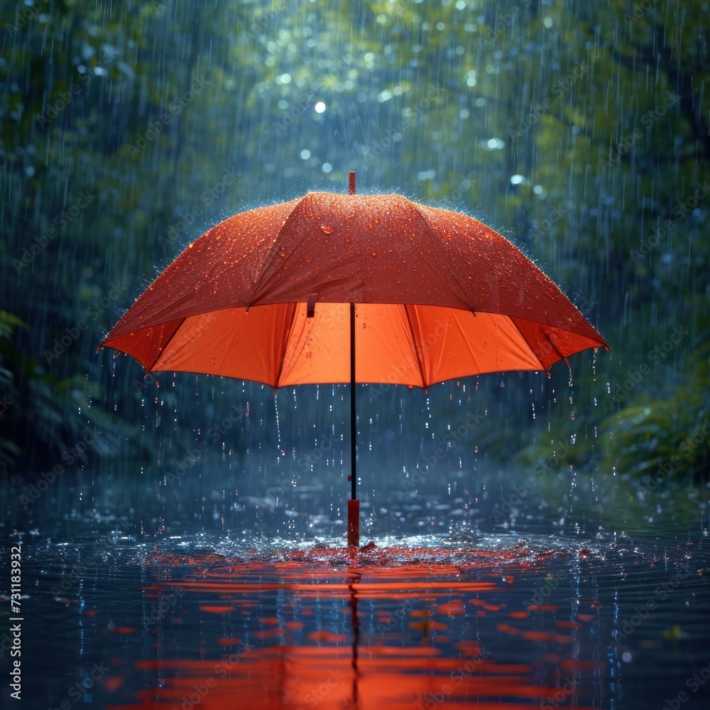 Umbrellas float above the ground when the rainy season arrives with an elegant background and urban atmosphere, with the concept of aesthetics, serenity, life, imagination, art. Generative Ai