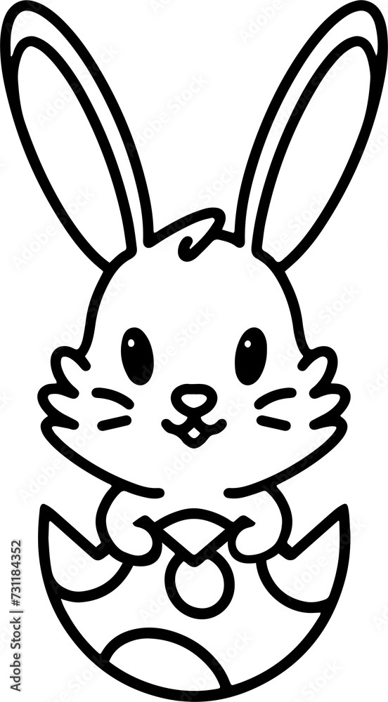 easter bunny in easter egg cute line drawing easter bunny in easter egg cute line drawing