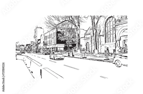 landmark of Kingstown city. Hand drawn sketch illustration in vector.