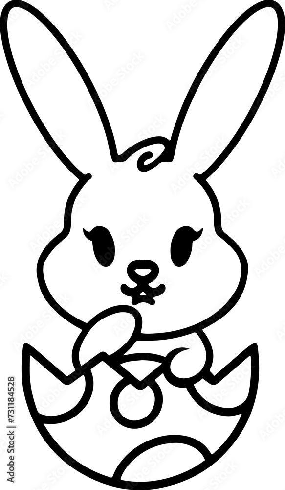 easter bunny in easter egg cute line drawing easter bunny in easter egg cute line drawing