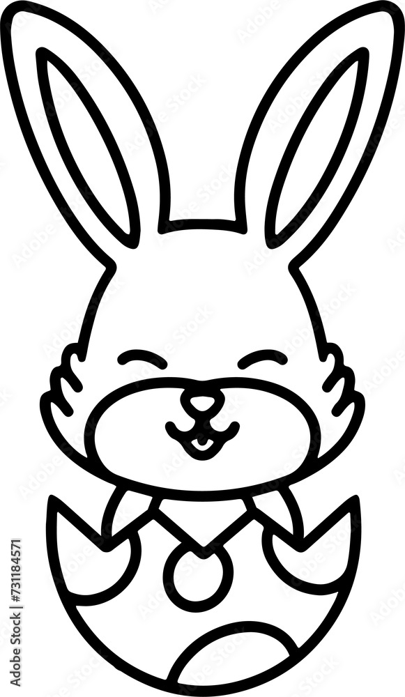 Obraz premium easter bunny in easter egg cute line drawing