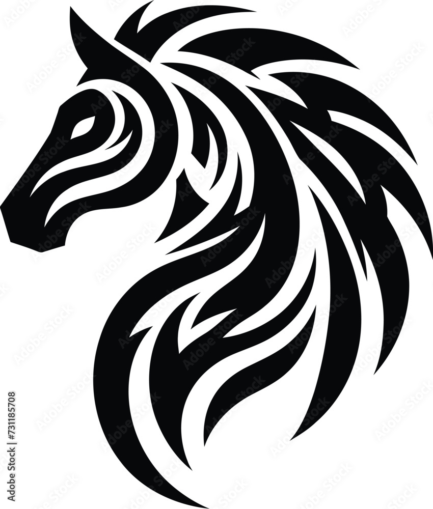 modern tribal tattoo horse, abstract line art of animals, minimalist contour. Vector modern tribal tattoo horse, abstract line art of animals, minimalist contour. Vector