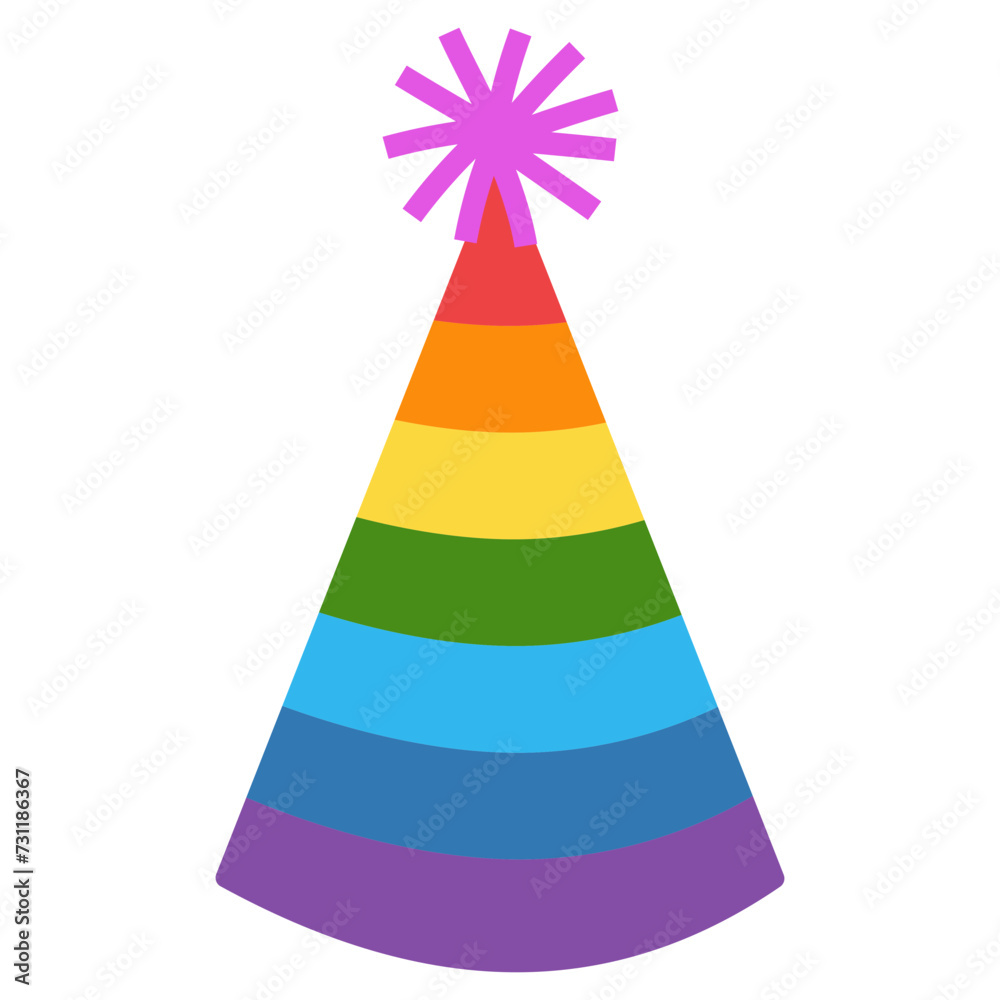 pride stripe fancy birthday hat illustration pride stripe fancy birthday hat illustration
