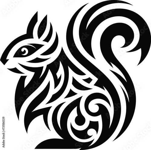 modern tribal tattoo squiler, abstract line art of animals, minimalist contour. Vector