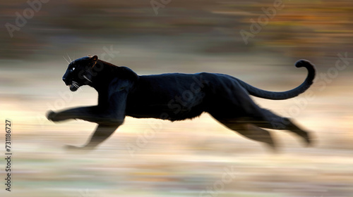 Black panther in a swift motion, a blur of power