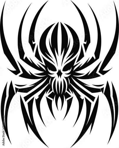 modern tribal tattoo spider,, abstract line art of animals, minimalist contour. Vector