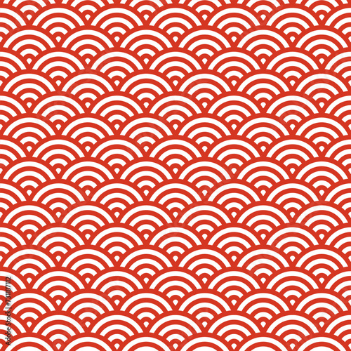Traditional Japanese waves seamless pattern. Oriental print with geometric design.