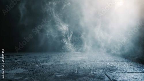 Photograph of Smoke on a Cement Floor with Defocused Background