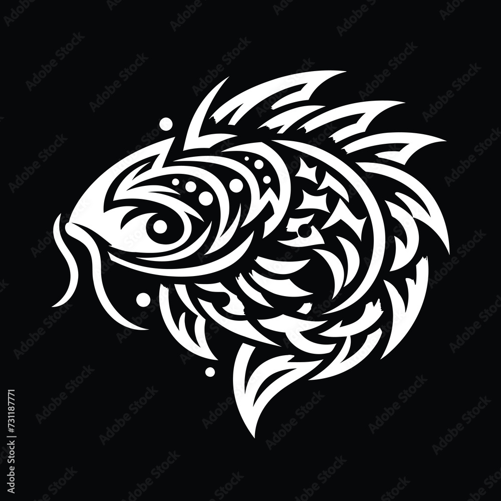 modern tribal tattoo koi fish, abstract line art of animals, minimalist contour. Vector modern tribal tattoo koi fish, abstract line art of animals, minimalist contour. Vector