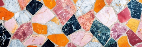 Colorful Mosaic Stones Background with Terrazzo Marble Texture