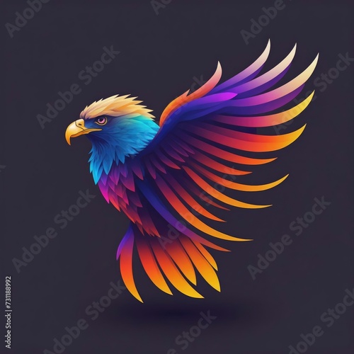 Gradient eagle logo in vector line art style
