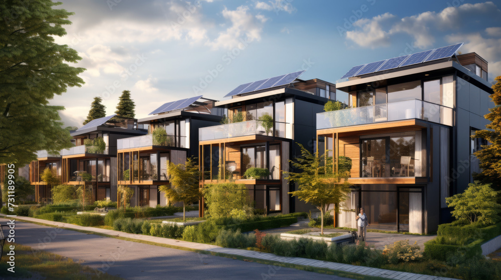 Sustainable Multifamily Housing with Solar Panels
