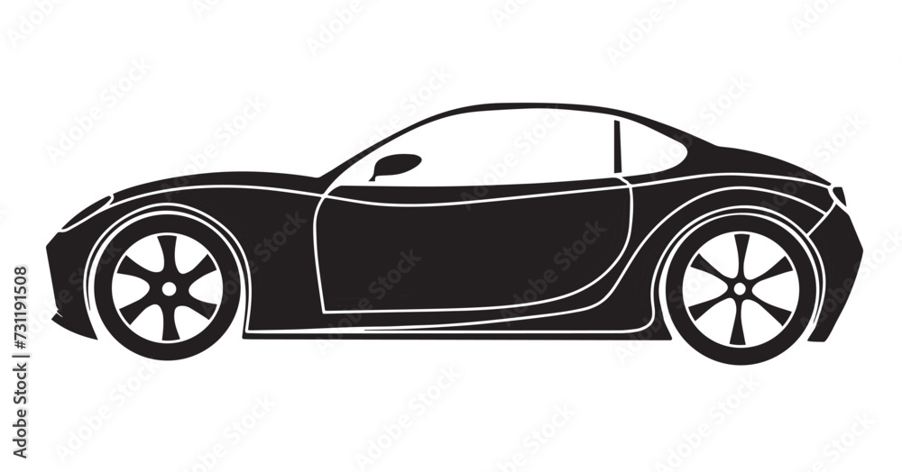 Sports car silhouette side view
