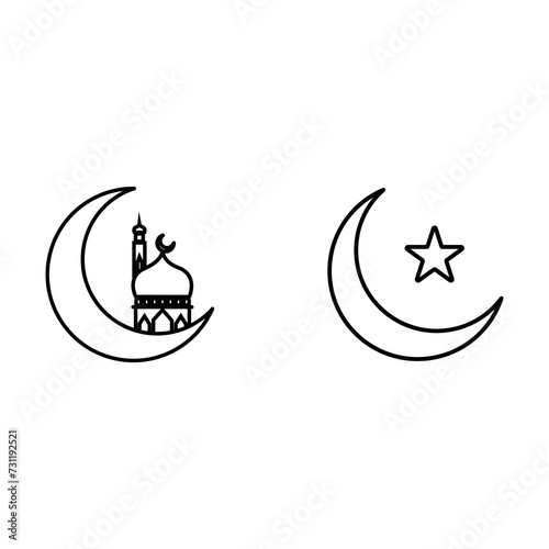 Ramadan icons.Vector line icon for eid ul fitr and eid ul adha. Muslim islamic feast.