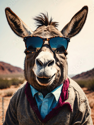 Donkey wear Modern Sunglasses wear Employees Suits © Zikku