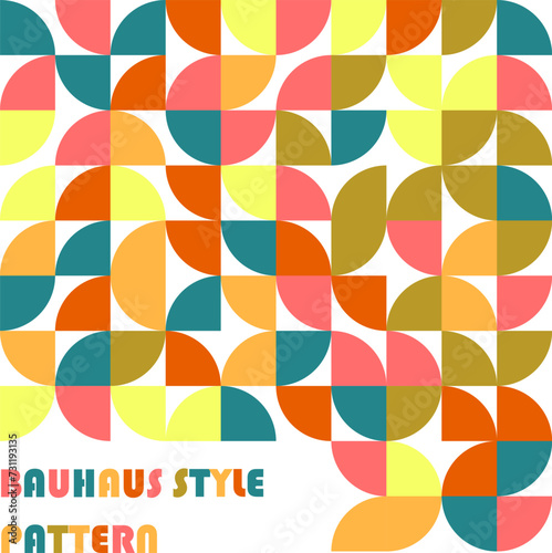 vector image of the bauhaus pattern style, bauhaus design of the abstract background with a text with the bauhaus style letters.