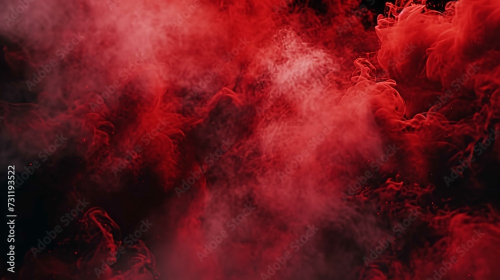 Red Color Smoke on Black Background - 8K Realistic