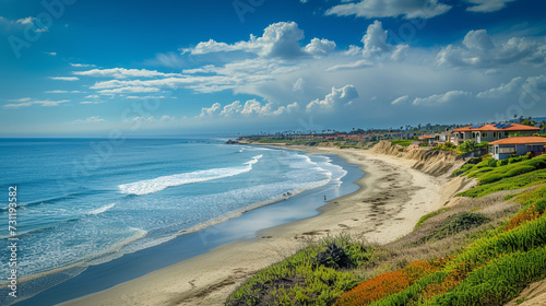 Panoramic view of a beach coastline