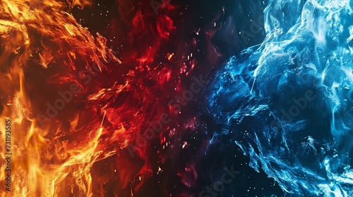 Red Fire versus Blue Ice Abstract Background