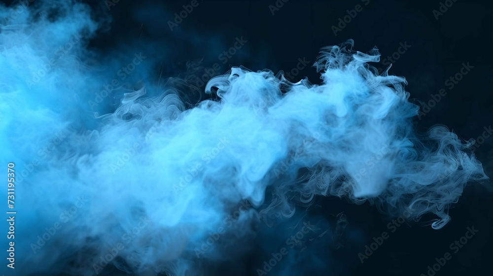 Transparent Cyan Blue Smoke Cloud Isolated