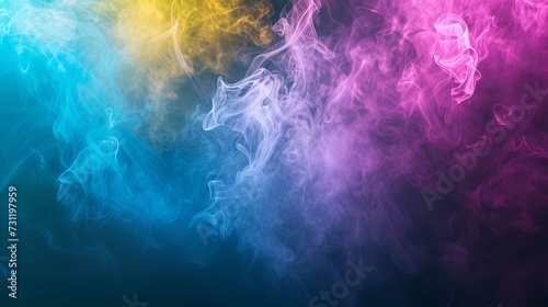 Yellow Blue and Pink Abstract Smoke Pattern