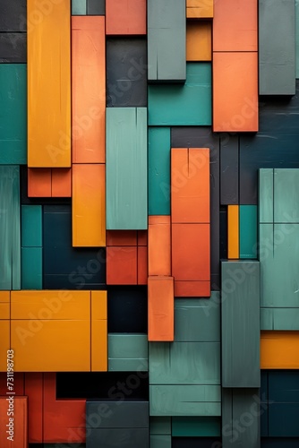 Abstract colors and geometric shapes on a wall