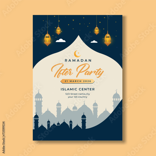 iftar invitation flyer modern design vector illustration
