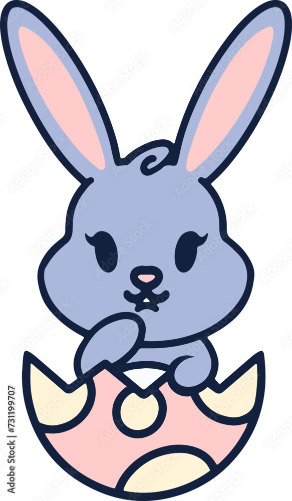 cute easter bunny cartoon with easter egg cute easter bunny cartoon with easter egg