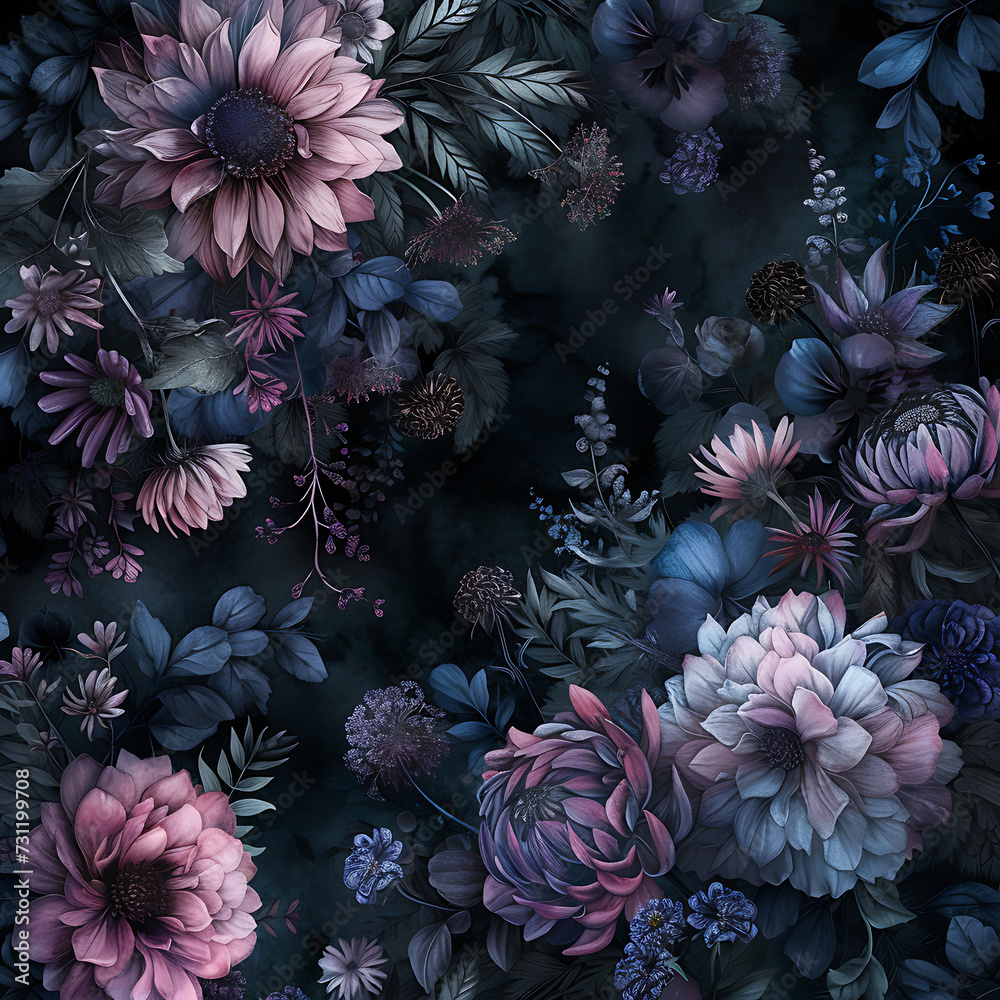 flower pattern and dark background wallpaper in