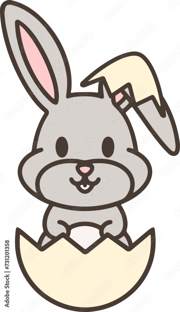 Obraz premium cute bunny in easter egg cartoon